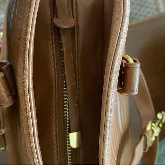 {Badgley Mischka} Nora Quilted Leather Satchel in Cognac - Picture 10 of 11